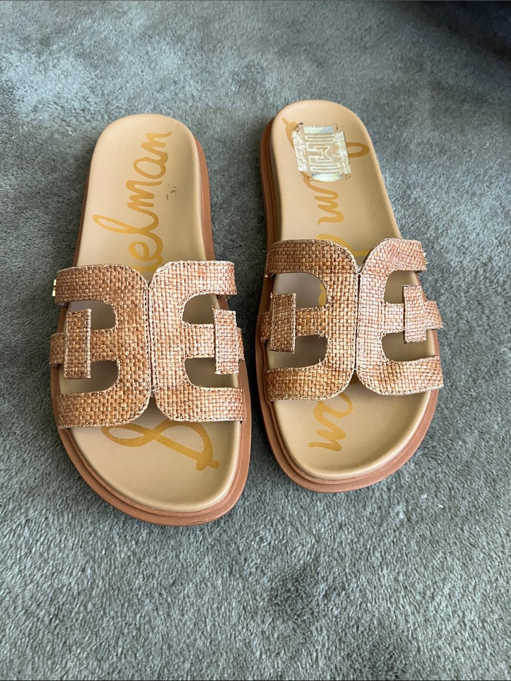 Sam Edelman Tan Woven Slide Sandals